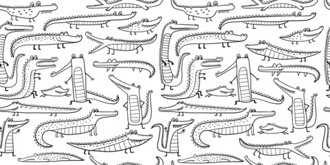 Poster - Crocodile Cute Characters. Childish Style. Seamless Pattern for your design
