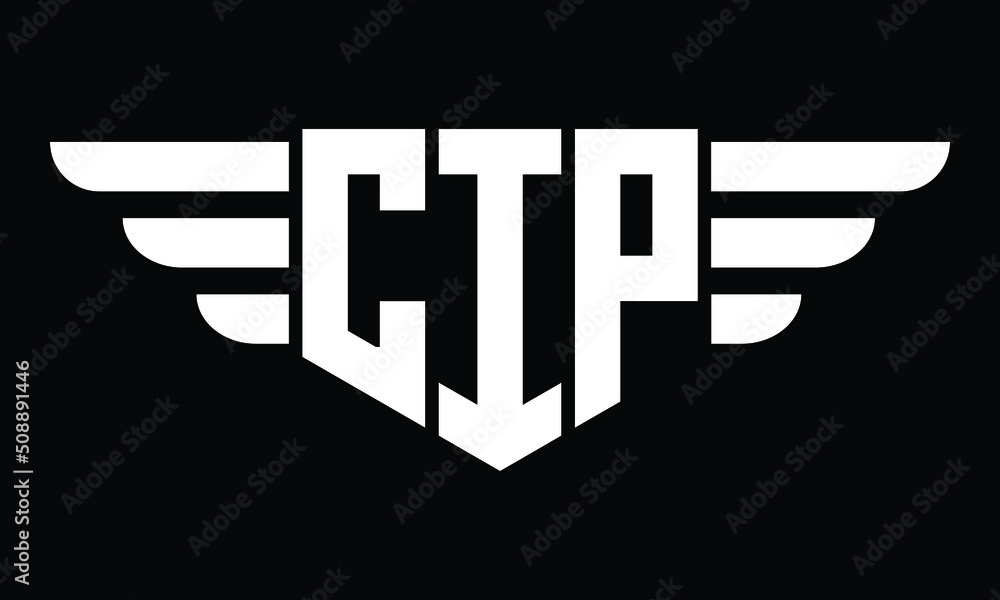 CIP three letter logo, creative wings shape logo design vector template ...