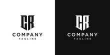 Creative Vintage Letter CR Monogram Logo Design Icon Template White And Black Background