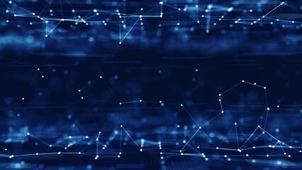 Fototapete - Abstract concept of digital technology and online cybersecurity data protection. polygon internet network connection with dark blue background. front focus back blur. Big data.