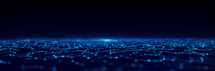 Futuristic digital data transfer concept. High-speed data flow of cryptocurrency servers. Blockchain technology. 3D rendering.