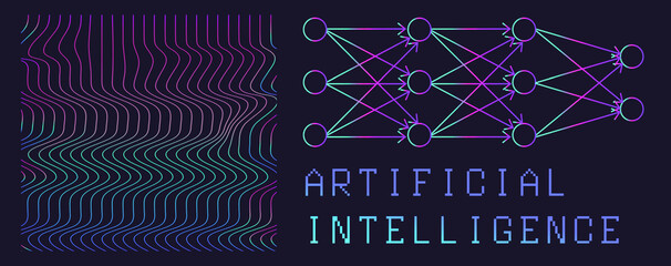 Aufkleber - Abstract scientific background with scheme of a neural network.