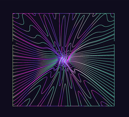 Wall Mural - abstract geometric background with holographic colorful wavy and glitched lines.
