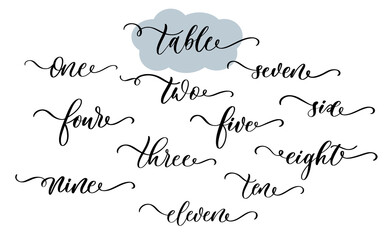 Wall Mural - Number of the table on the wedding day - vector calligraphic inscription with smooth lines.