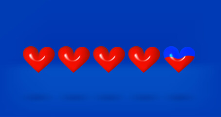Aufkleber - Five hearts review concept. 3d vector illustration