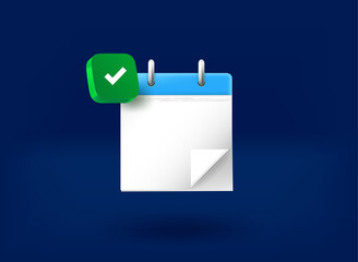 Aufkleber - Paper binder with checkmark icon. 3d vector illustration