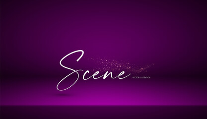 Wall Mural - shining spotlights and empty scene. glittering abstract background.