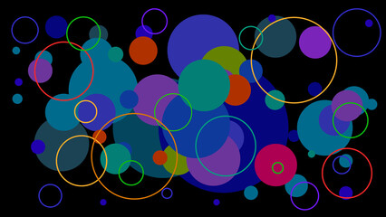 Wall Mural - pink blue neon lines circles bubbles, geometric shapes, virtual space, ultraviolet light, 80s style, retro disco abstract background