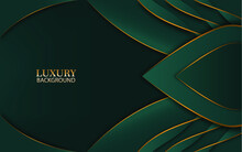 Abstract Green And Gold Lines With Decorative Wave Shapes Luxury Background