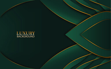abstract green and gold lines with decorative wave shapes luxury background