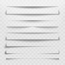 Separator Line Or Shadow Divider For Web Page. Horizontal Dividers, Shadows Dividing Lines And Corners Vector Illustration Set
