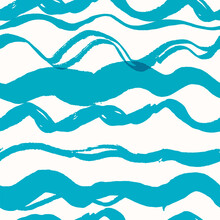 Seamless Stylish Pattern With Blue Hand Drawn Waves