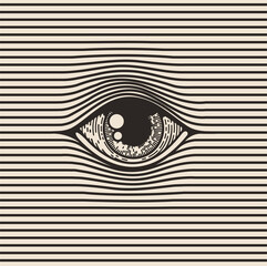 spy eye vintage styled engraving illustration. vector illustration