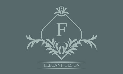 Stylish monogram design template with letter F. Exquisite logo, business identity sign for restaurant, boutique, cafe, hotel, heraldic, jewelry.