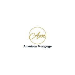 abstract initial letter A and M logo in gold color isolated in white background applied for real estate company logo also suitable for the brands or companies that have initial name AM or MA