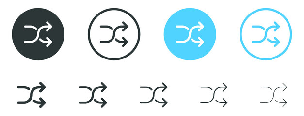 Leinwandbilder - shuffle icon, random symbol with two arrow - andomize randomize playlist line outline icons, Shuffling icon
