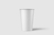 © PrimeMockup - Paper coffee cup with plastic cap mockup template, isolated on light grey background. High resolution.