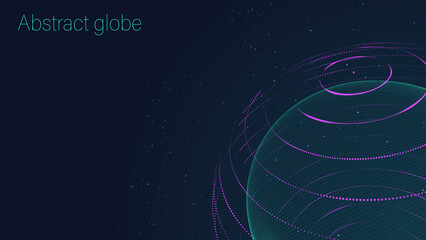 Wall Mural - abstract globe on a dark background. vector futuristic sphere. illustration of a reticulated globe. 
