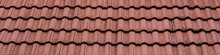 New Roof With Ceramic Tiles, Orange Roof Tiles - European Rounded Roof-tiles, Brown Terra Cotta Roof Tiles Texture And Background Seamless.