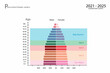 Population and Demography, Population Pyramids Chart or Age Structure Graph with Baby Boomers Generation, Gen X, Gen Y, Gen Z and Gen Alpha in 2021 to 2025.
