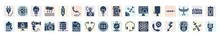 Filled Technology Icons Set. Glyph Icons Such As Basic Plug, Light Bulb Turned Off, Phone With Wire, Satellite In Orbit, Resistor, Computer Screen Linux, Vintage Digital Camera, Tinsel, Hospital