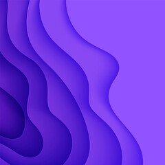 Wall Mural - abstract background in paper cut style. 3d violet and purple colors waves with smooth shadow. vector
