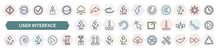 Set Of User Interface Icons In Outline Style. Thin Line Icons Such As Curvy Road Ahead, Cloud With Connection, Restart, 21 Pap, Export Arrow, 91 C/ldpe, 5 Pp, Bending, Two Left Arrows Icon.