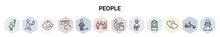 Set Of People Web Icons In Outline Style. Thin Line Icons Such As Boy With Balloon, Smoking Man, Crying Baby, Complex, War Prisioner, Pregnant Priority, Criminal Heist, Cowboy With A Gun, Two