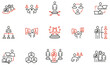 © enotmaks - Vector Set of Linear Icons Related to Hierarchy, Enterprise management subordinate structure, Human Resource Management. Mono Line Pictograms and Infographics Design Elements