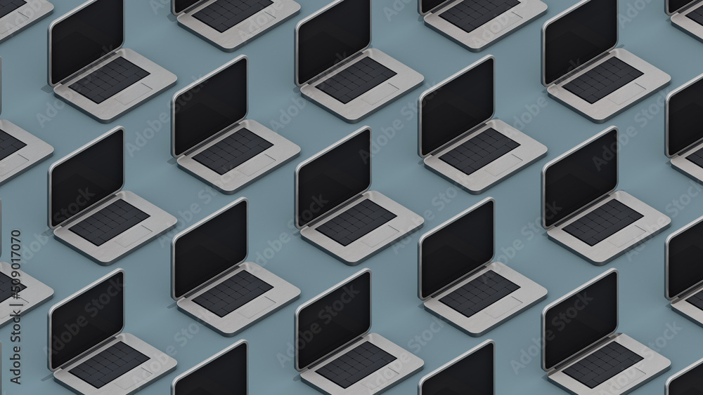 3D Illustration of Cute Laptop Computer Pattern Mockup Isolated on ...