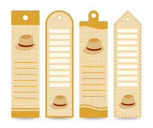 Set Of Colored Bookmarks With Fedora Hat
