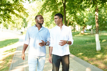 two black men are speaking. friendship between black man