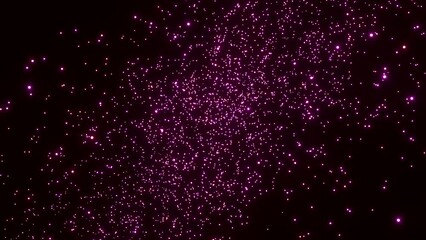 Wall Mural - Black background.Design.Bright red and pink glitter in computer graphics moves in small particles in different directions on the footage