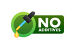 Green no additives logo on white background. Natural organic nutrition. Sign forbidden