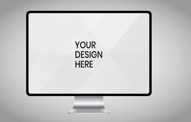 Computer screen on white background mock up. Computer modern monitor design. mock up isolated on gray background PSD. Save with clipping path.