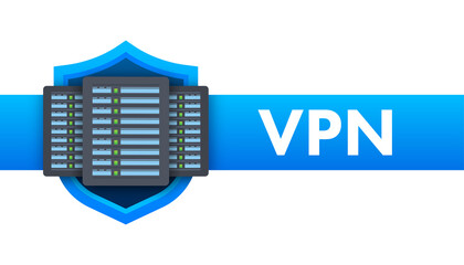 Sticker - Secure VPN connection concept. Virtual private network connectivity overview. Vector stock illustration