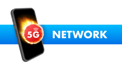 Sticker - 5G network wireless systems and internet. Communication network. Vector illustration