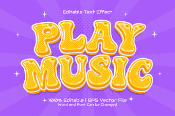 Editable text effect - Play Music 3D Flat cartoon style