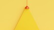 Red metallic lamp hanging and yellow light on yellow background.Minimal concept with empty space.3D rendering illustration.