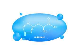 Histidine l-histidine, his, H amino acid molecule. Vector illustration