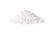 Pile of white powder isolated on white background.