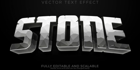 Stone rock text effect, editable mountain game banner text style