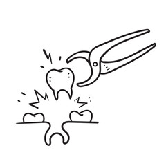 Naklejka na meble hand drawn doodle tooth extraction illustration icon isolated