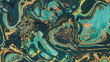 © RocknRoller Studios - Liquid Swirls in Beautiful Turquoise and Yellow colors, with Gold Powder. Elegant Marbling Background.