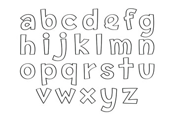 Vector of English Alphabets in hand-drawn doodle style. Lowercase letter.