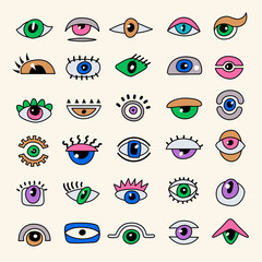 Wall Mural - abstract eyes. colorful optical symbols eyes focused lens recent vector collection set