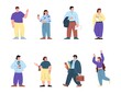 © Kudryavtsev - Chubby women and men with plus-size bodies, flat vector illustration isolated.