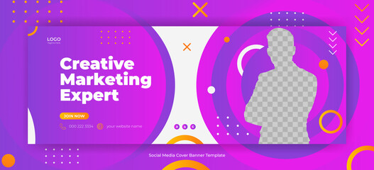 Wall Mural - online creative digital marketing expert agency facebook cover banner template social media post