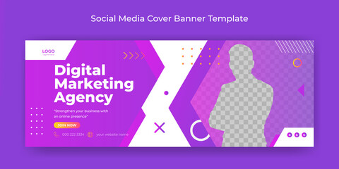 Wall Mural - online digital marketing facebook cover banner template social media post