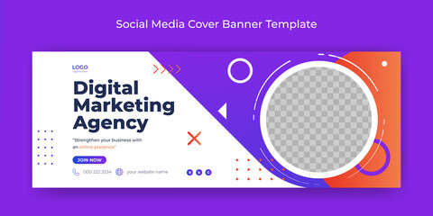 Wall Mural - online digital marketing facebook cover banner template social media post